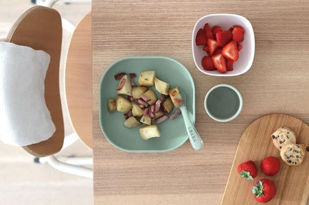 Beaba Komplet naczyń z silikonu z przyssawką Sage Green