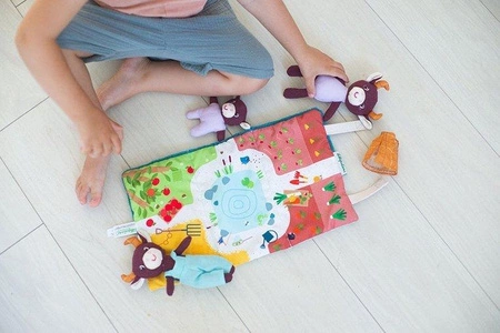 LILLIPUTIENS Mini - przytulanki rodzina krówek z rozkładaną matą Krówka Rosalie 2 lata+