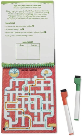 Zwierzęta - gry obrazkowe z mazakami suchościeralnymi 40171-Melissa & Doug, książeczki wielokrotnego użytku