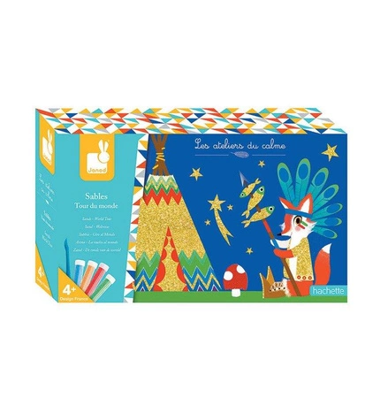 Zestaw artystyczny Kreatywny piasek Podróż dookoła świata 4+, Janod