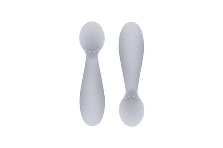 EZPZ Komplet pierwszych naczyń silikonowych First Foods Set pastelowa szarość + kubeczek Tiny Cup GRATIS pastelowa szarość