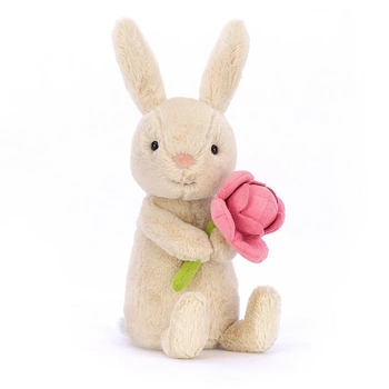 JellyCat Wesoły Króliczek z Kwiatem Peoni 15 cm