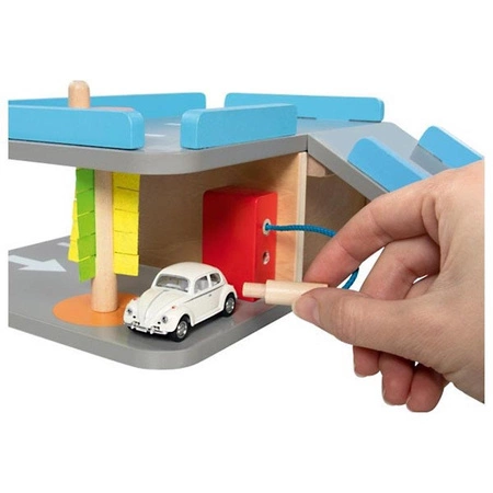Parking drewniany dla autek 2 poziomy Goki 53802 kompaktowy garaż