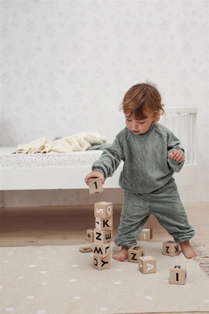 Klocki drewniane z alfabetem, białe, ooh noo