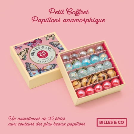 Szklane kulki RÓŻOWE MOTYLE MINIBOX-32