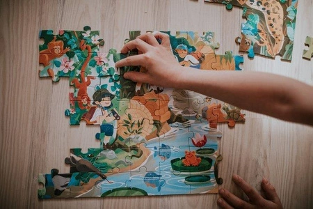 Puzzle w walizce Przygoda w kraju Inków 100 elementów 6+ Made in France, Janod