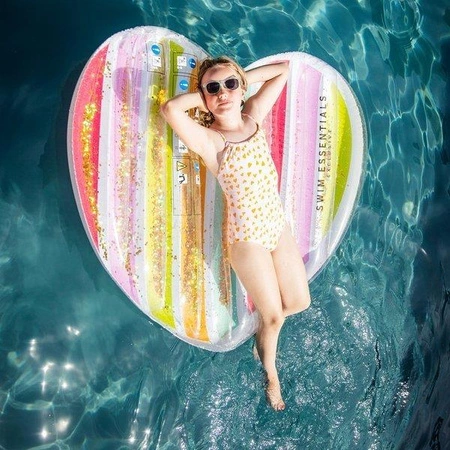 The Swim Essentials Luksusowy materac do pływania Serce Tęcza 2020SE47