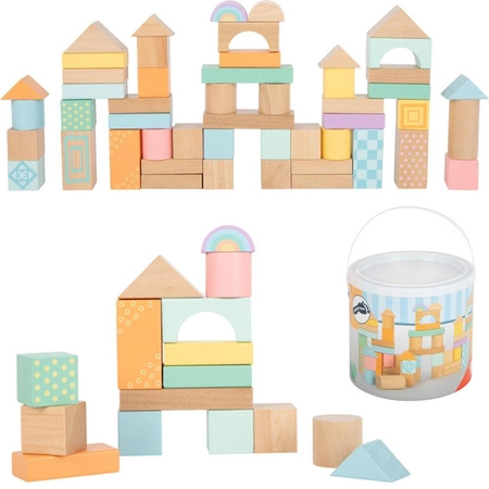 Pastelowe drewniane klocki 11722-Small Foot, klocki dla dzieci