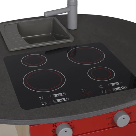 Drewniana wyspa kuchenna czerwona meble dla dzieci zabawka kuchnia Micki