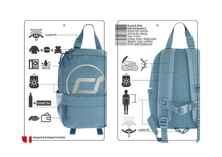 SCOOTANDRIDE Plecak na hulajnogę dla dzieci 9l 1-5 lat, Steel