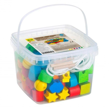 Nawlekanka z klocków gra edukacyjna kształty i kolory 96 el Erzi 42518