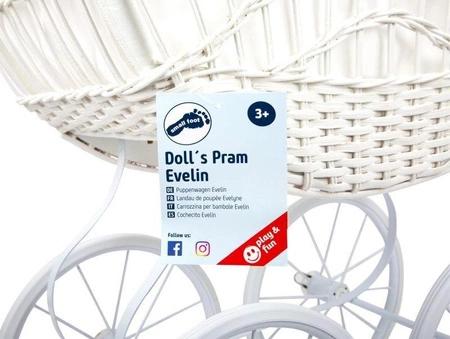 Wiklinowy wózek dla lalek, "Evelyn", 8770-small foot design, zabawki dla dziewczynek