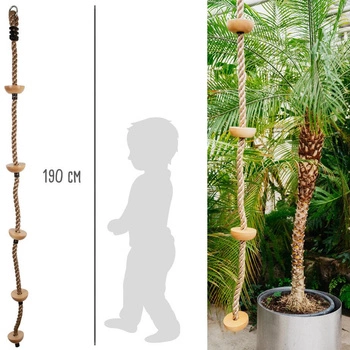 Lina do wspinaczki z drewnianymi schodkami 11877-Small Foot, zabawy zręcznościowe