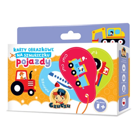 Pojazdy karty obrazkowe na sznureczku czuczu