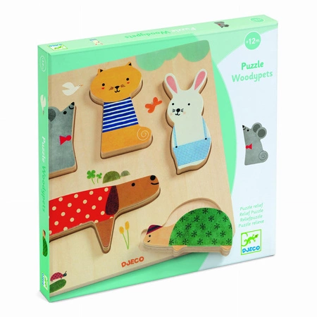 Drewniane puzzle ZWIERZĄTKA DJ01051