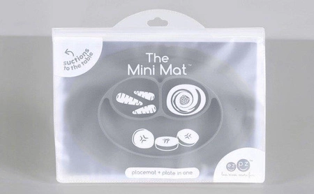 EZPZ Silikonowy talerzyk z podkładką mały 2w1 Mini Mat + pokrywka GRATIS szary