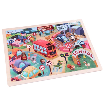 CLASSIC WORLD Drewniane Puzzle Miasto Zwierząt 48 el.