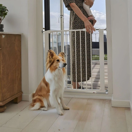 Bramka barierka zabezpieczająca 74-132 cm na schody i drzwi stal dodatkowe panele biała ECOTOYS