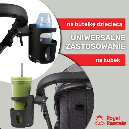 Uniwersalny uchwyt na kubek do wózka dziecięcego czarny 1 szt. Royal Rascals