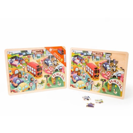 CLASSIC WORLD Drewniane Puzzle Miasto Zwierząt 48 el.