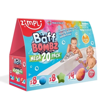 Musujące bomby do kąpieli zmieniające kolor wody Baff Bombz 20 szt. 3+, Zimpli Kids