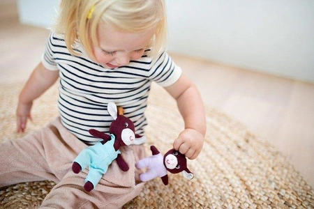 LILLIPUTIENS Mini - przytulanki rodzina krówek z rozkładaną matą Krówka Rosalie 2 lata+