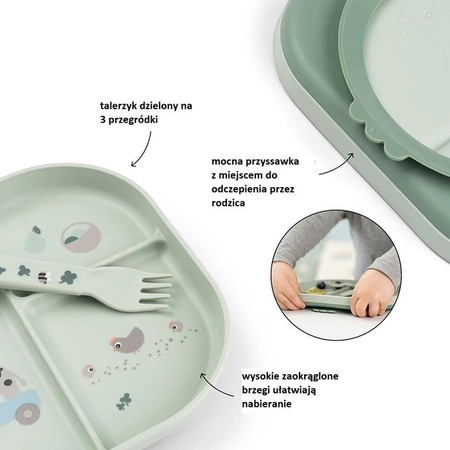 Done by Deer Zestaw Obiadowy z Przyssawką Foodie Tiny Farm Green