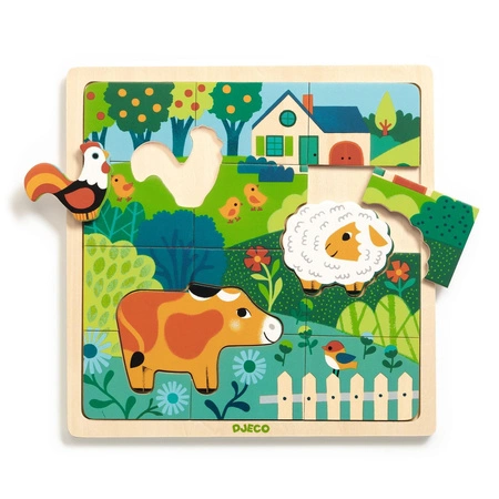 Edukacyjne puzzle drewniane FARMA  DJ01825