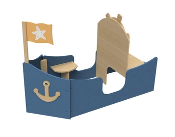 Drewniany statek niebieski meble dla dzieci łódka wyposażenie zabawka Micki