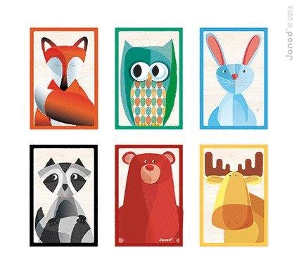 Klocki drewniane 6 elementów puzzle Baby Forest, Janod