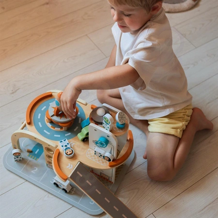 TOOKY TOY Drewniany Kosmiczny Parking Stacja Kosmiczna