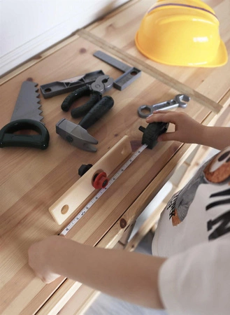 WOOPIE Zestaw Narzędzi Majsterkowicza dla Dzieci Kask Piła Śrubki 21 el.