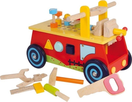 Drewniany samochód, warsztat dla dzieci na kółkach, small foot design - pojazdy dla dzieci