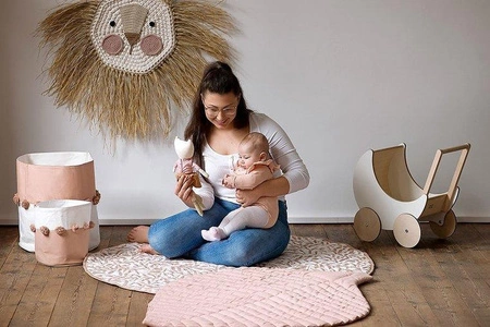 TODDLEKIND Mata do zabawy z bawełny organicznej w kształcie liścia Leaf Mat Sea Shell