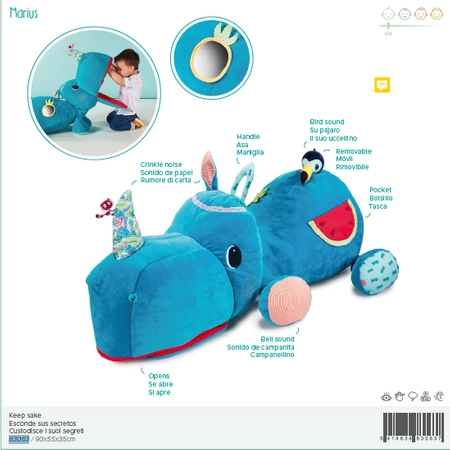 LILLIPUTIENS Wielofunkcyjna wielka przytulanka - schowek Nosorożec Marius 6 m+