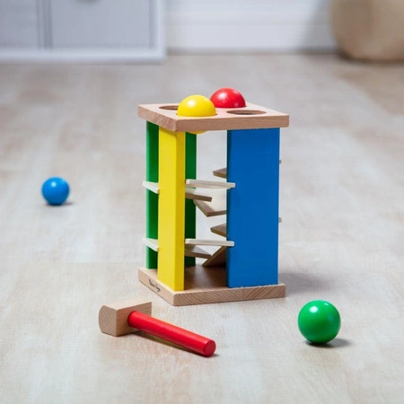 Drewniana wieża przebijanka z kulkami i młotkiem Melissa & Doug 13559