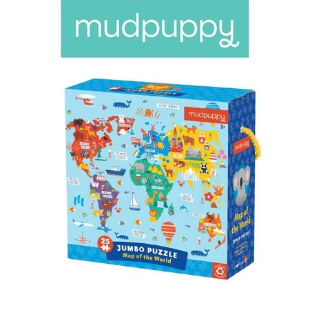 Mudpuppy Puzzle podłogowe Jumbo Mapa świata 25 elementów 2+