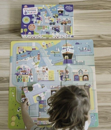 Auzou Puzzle duże miasto z drewnianymi autkami 3+ 500883