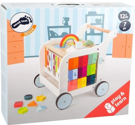 Drewniany chodzik dla dzieci Tęczowy słonik 11607-Small Foot Design, zabawki edukacyjne dla dzieci