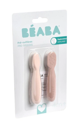 Beaba Zestaw 2 silikonowych pierwszych łyżeczek-gryzaków Cotton candy/sorbet