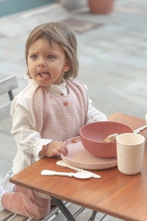 Komplet naczyń dla dzieci z Bioplastiku Różowy BAMBOOM