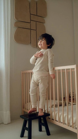 Lodger dwuczęściowa piżamka bawełniana beżowa Ciumbelle Ivory r. 92