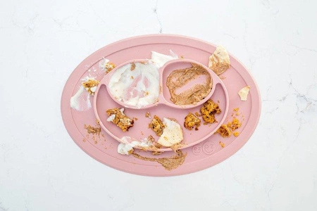 EZPZ Silikonowy talerzyk z podkładką mały 2w1 Mini Mat pastelowy róż