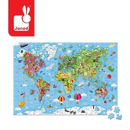 Puzzle w walizce Ogromna mapa świata 300 elementów 7+, Janod