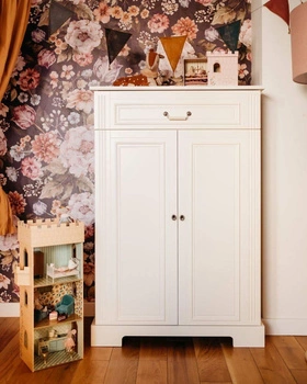 Ines elegant white wysoka komoda 2-drzwiowa