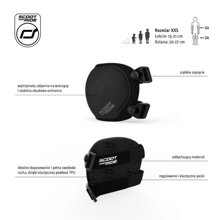 SCOOTANDRIDE Zestaw ochraniaczy dla dzieci XXS Black