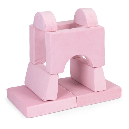 Fotel modułowy dla dzieci DIY 8 miękkich poduch składany - rożowy ECOTOYS
