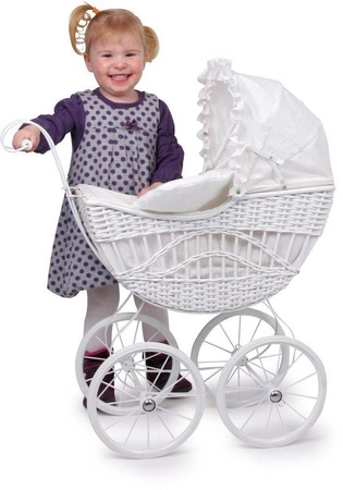 Wiklinowy wózek dla lalek, "Evelyn", 8770-small foot design, zabawki dla dziewczynek