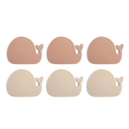 Filibabba Mini maty silikonowe do kąpieli 6 szt. Whales Rose Mix