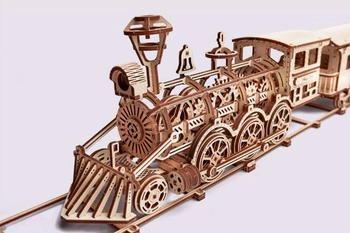 Mechaniczne puzzle 3D – Duża lokomotywa R17 z wagonem i torami